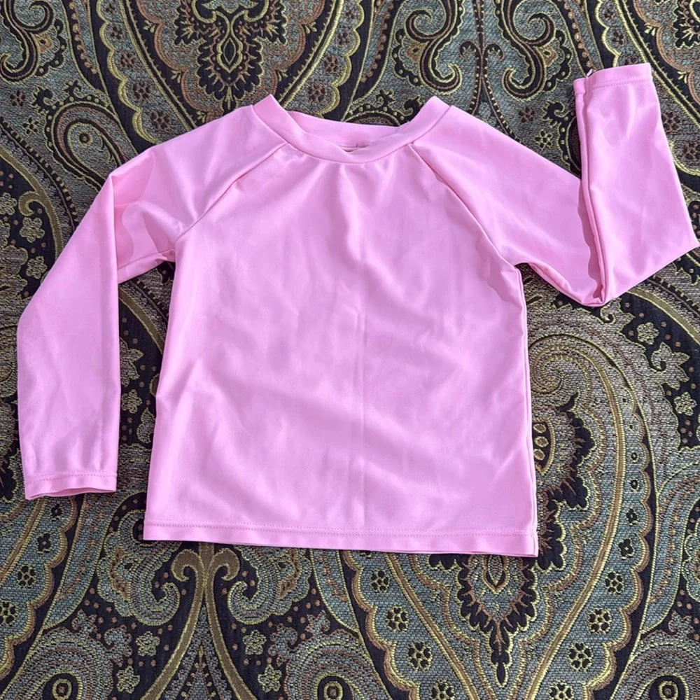 Old Navy Pink Floral 2 Piece Swim Set Rash Guard & Ruffle Bottom Baby 18-24 Mos